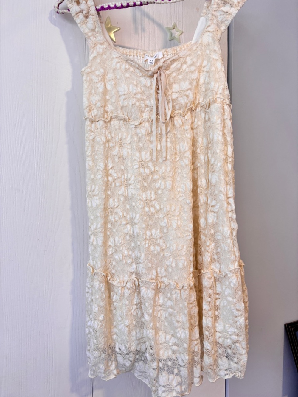 Boho Lace Mini Dress in Cream